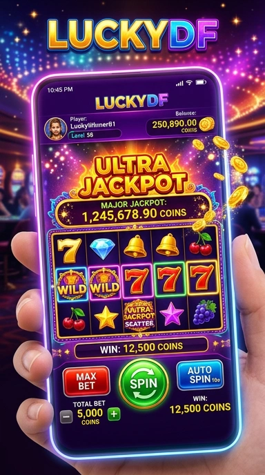 Tampilan antarmuka LuckyDF yang menarik dan mudah dipahami.